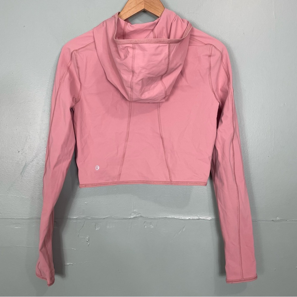 Lululemon Break A Trail Crop 1/2 1/4 Zip Hoodie Pink Pastel Women Sz 6 LW3DTKS - Picture 7 of 11
